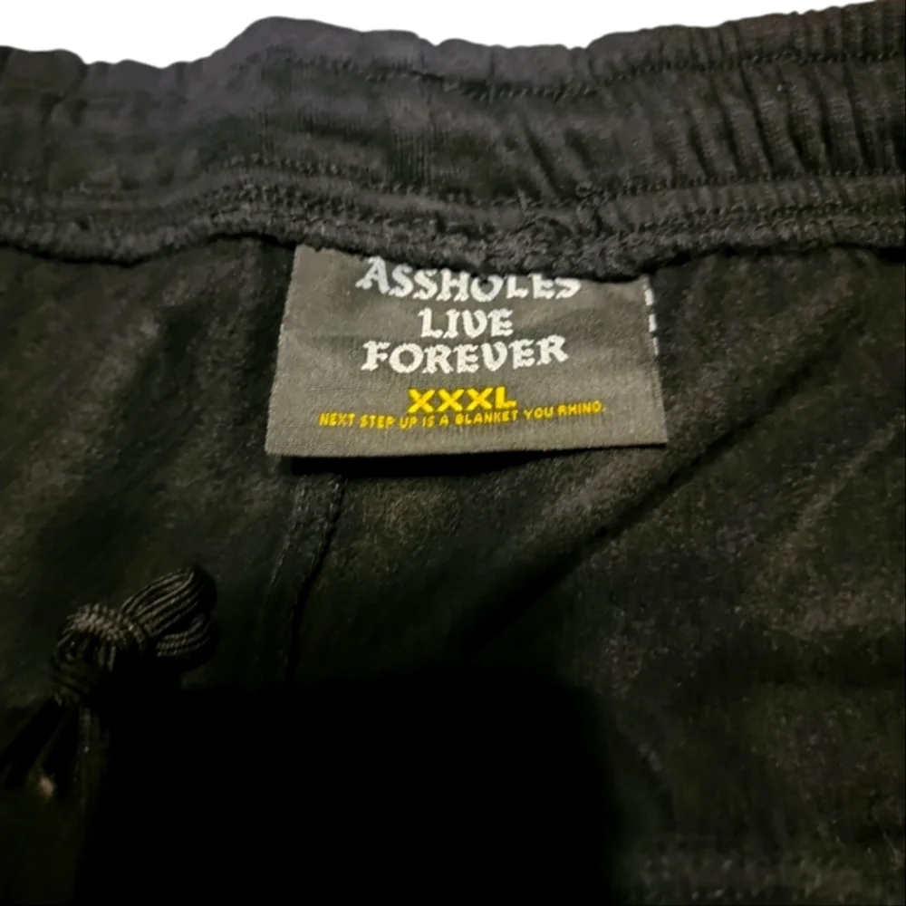 NWOT Assholes Live Forever XXXL Black Sweatpants Joggers 2 Pocket Unisex ALF